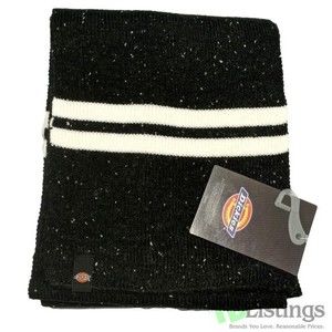 Dickies Winter Scarf Men's One Size (80x8in) Black White Striped Speckle Flecked